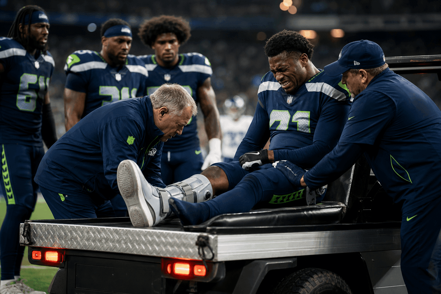 Editorial sports image for Seahawks Rookie Bud Clark Suffers Brutal Ankle Injury in Preseason Loss