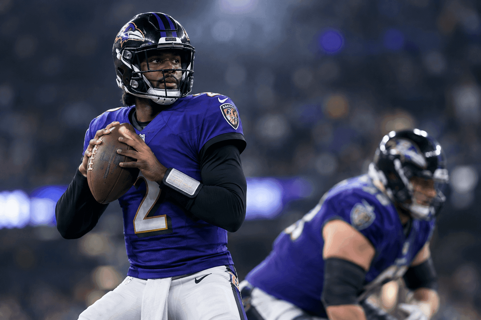 Editorial sports image for Lamar Jackson Ruled Out Again as Ravens Turn Back to Tyler Huntley