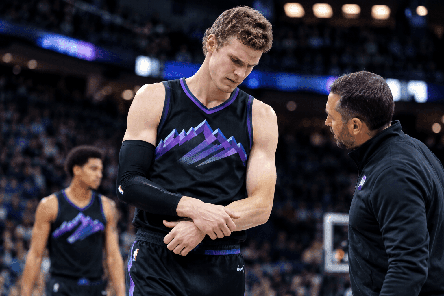 Editorial sports image for Lauri Markkanen Exits Early With Wrist Injury, Leaving Jazz Frontcourt in Shambles