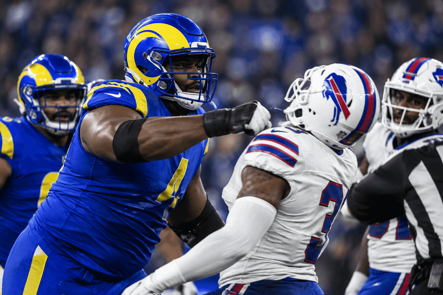 Editorial sports image for Rams LT Alaric Jackson Facing 2-Game Suspension for Postgame Punch