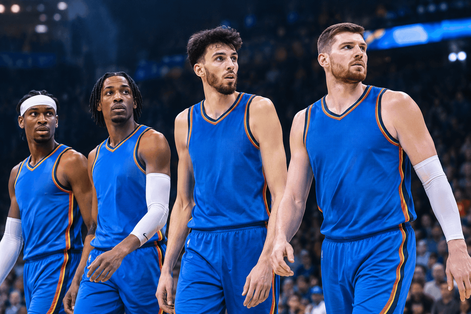 Editorial sports image for Thunder Unleash Supersized Starting Lineup Against Nuggets
