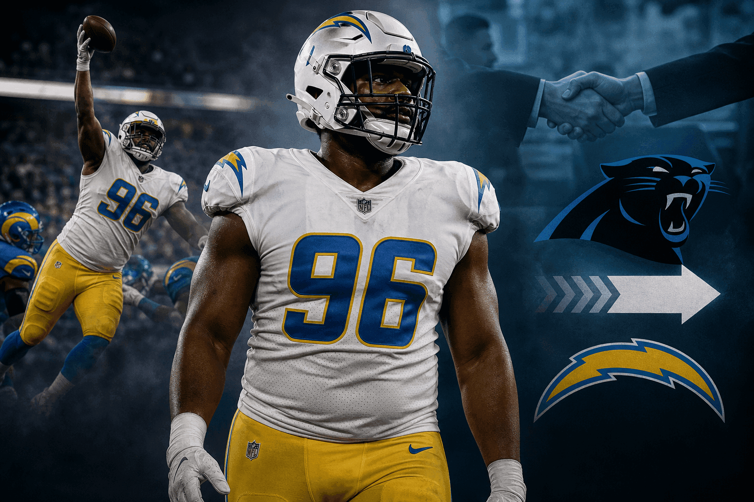 Editorial sports image for Panthers Beat the Buzzer, Trade for Chargers DT Te-Rah Edwards