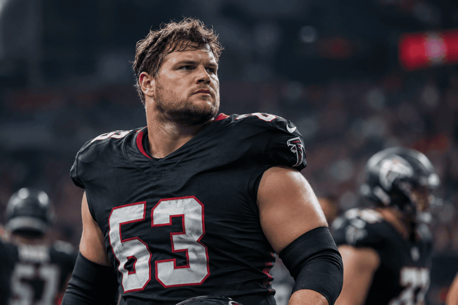 Editorial sports image for Falcons Star Guard Chris Lindstrom Enters Concussion Protocol After Brutal Week 1
