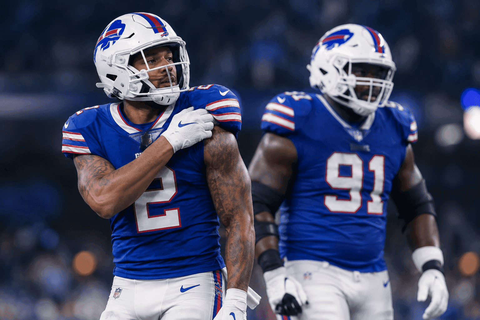 Editorial sports image for Bills Survive Injury Scare with DJ Moore, but Ed Oliver's Pregame Hip Issue Looms Large