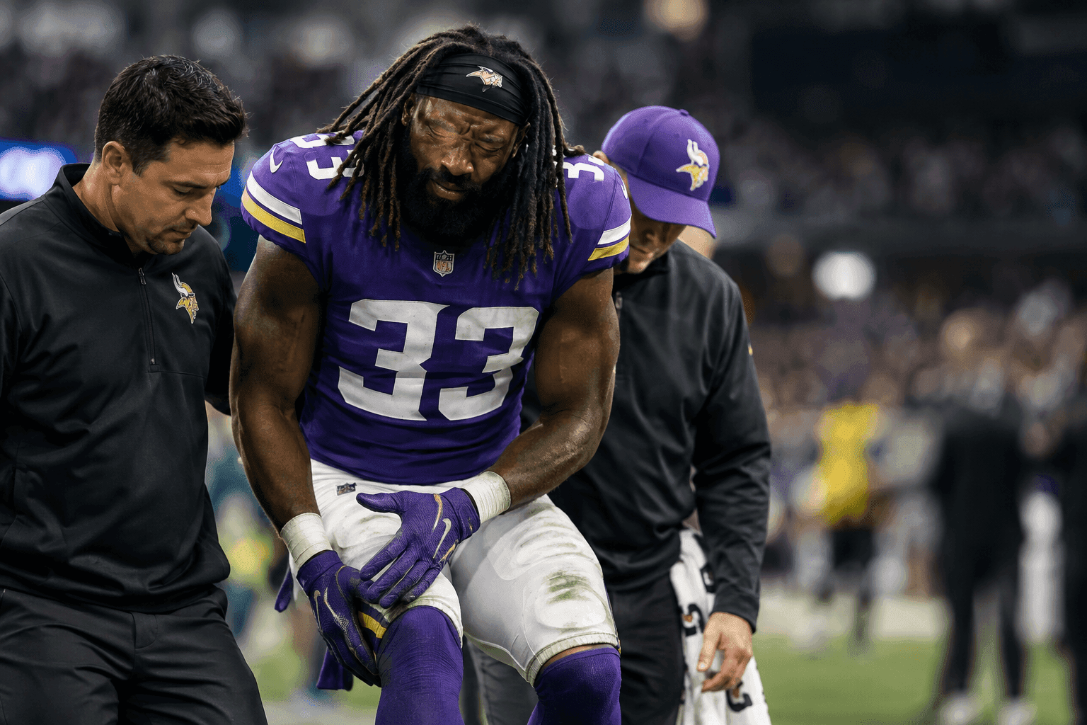 Editorial sports image for Aaron Jones Sr. Questionable to Return with Knee Injury Against Saints
