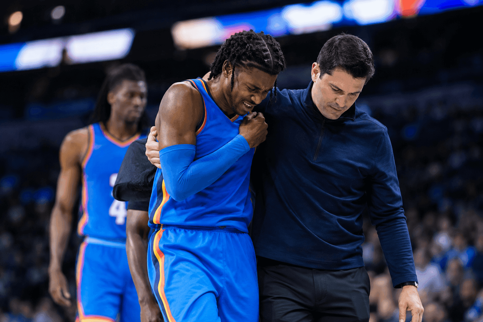 Editorial sports image for Thunder Depth Takes a Hit as Cason Wallace and Jaylin Williams Exit Sunday