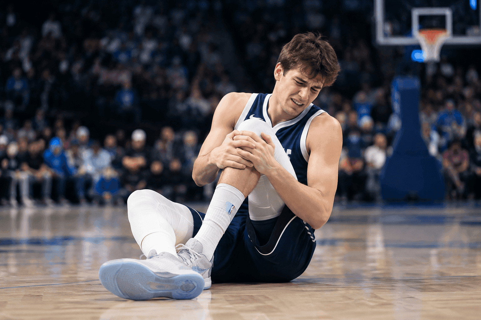 Editorial sports image for Mavericks Rookie Sergio de Larrea Sidelined for a Week With Knee Injury