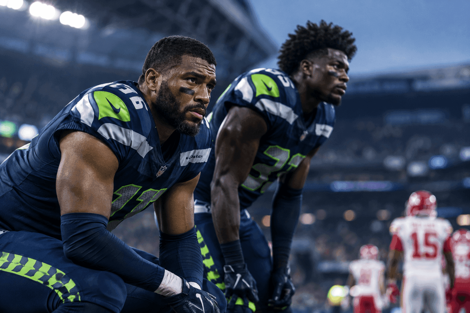 Editorial sports image for Seahawks Defense Held Together by Duct Tape as Uchenna Nwosu and Nick Emmanwori Prep for Chiefs