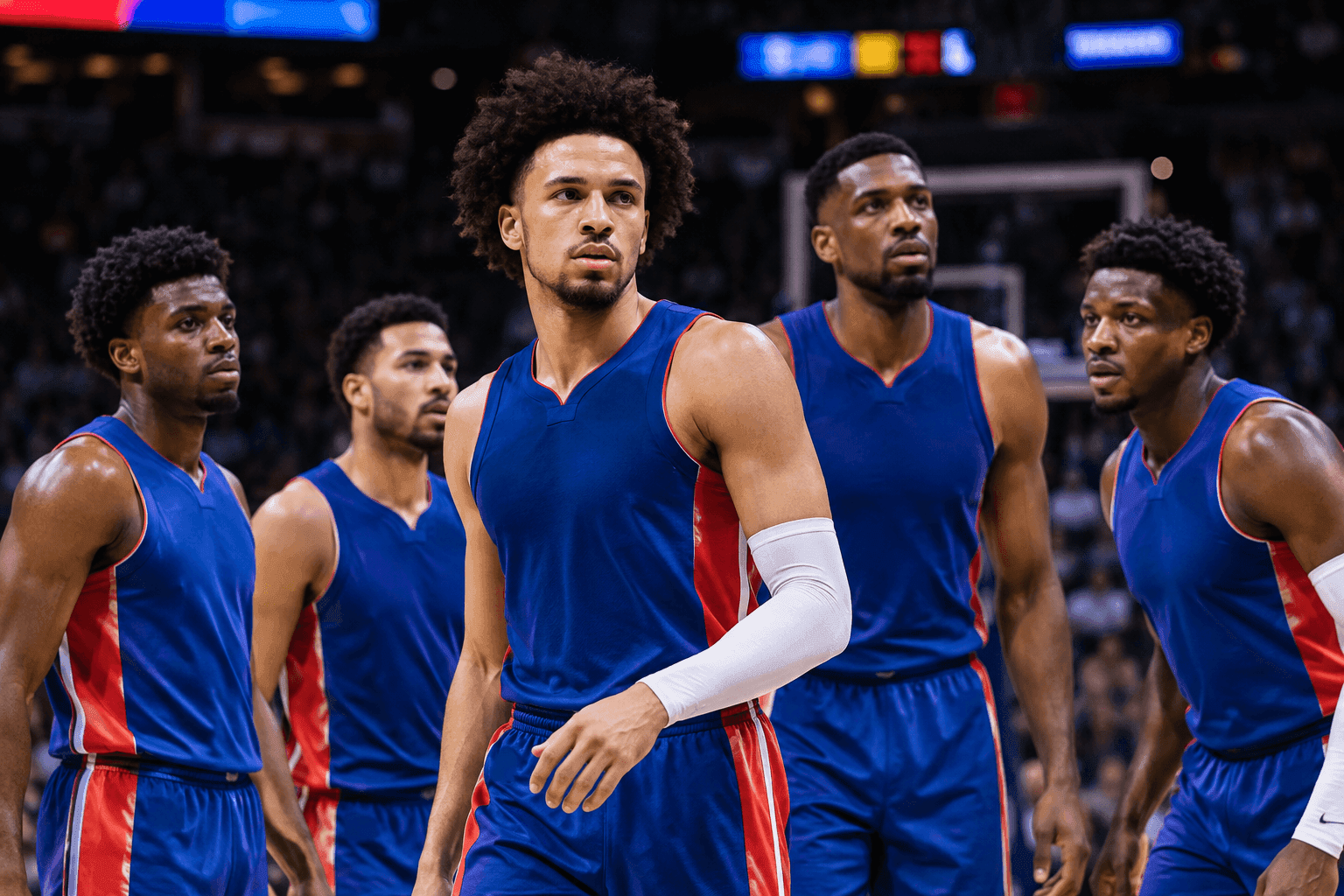 Editorial sports image for Pistons Roll Out Chaotic Starting Lineup Against 76ers