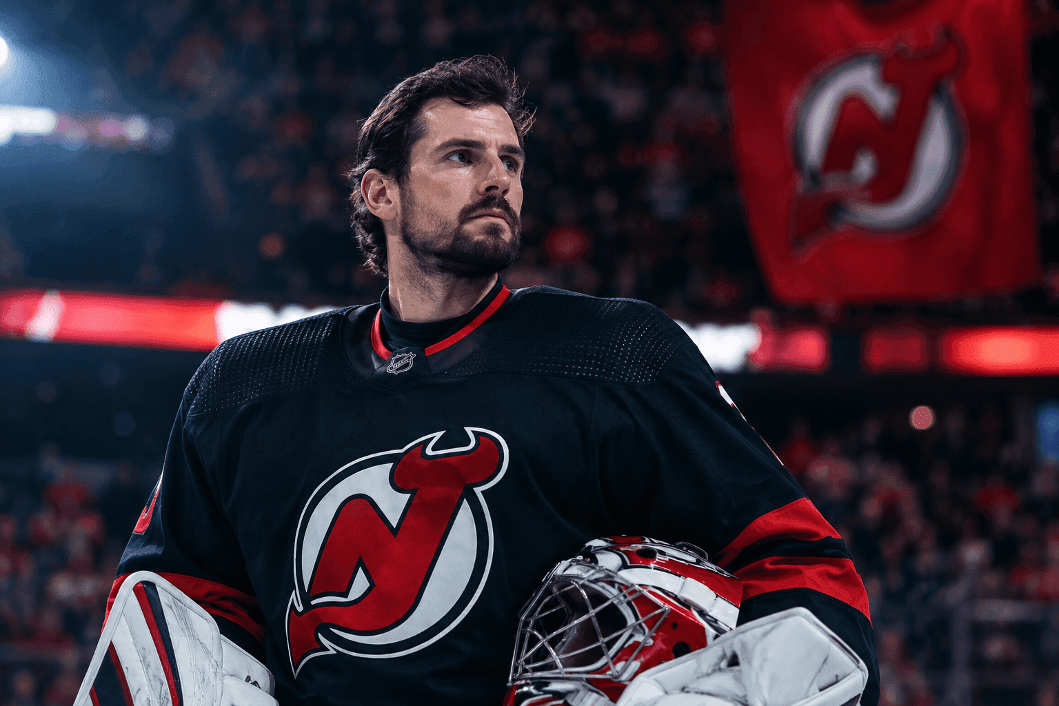 Editorial sports image for Connor Hellebuyck Traded to Devils in Massive Goalie Blockbuster