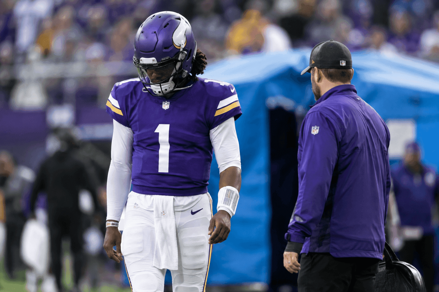 Editorial sports image for Kyler Murray Evaluated for Concussion: Vikings Offense in Limbo