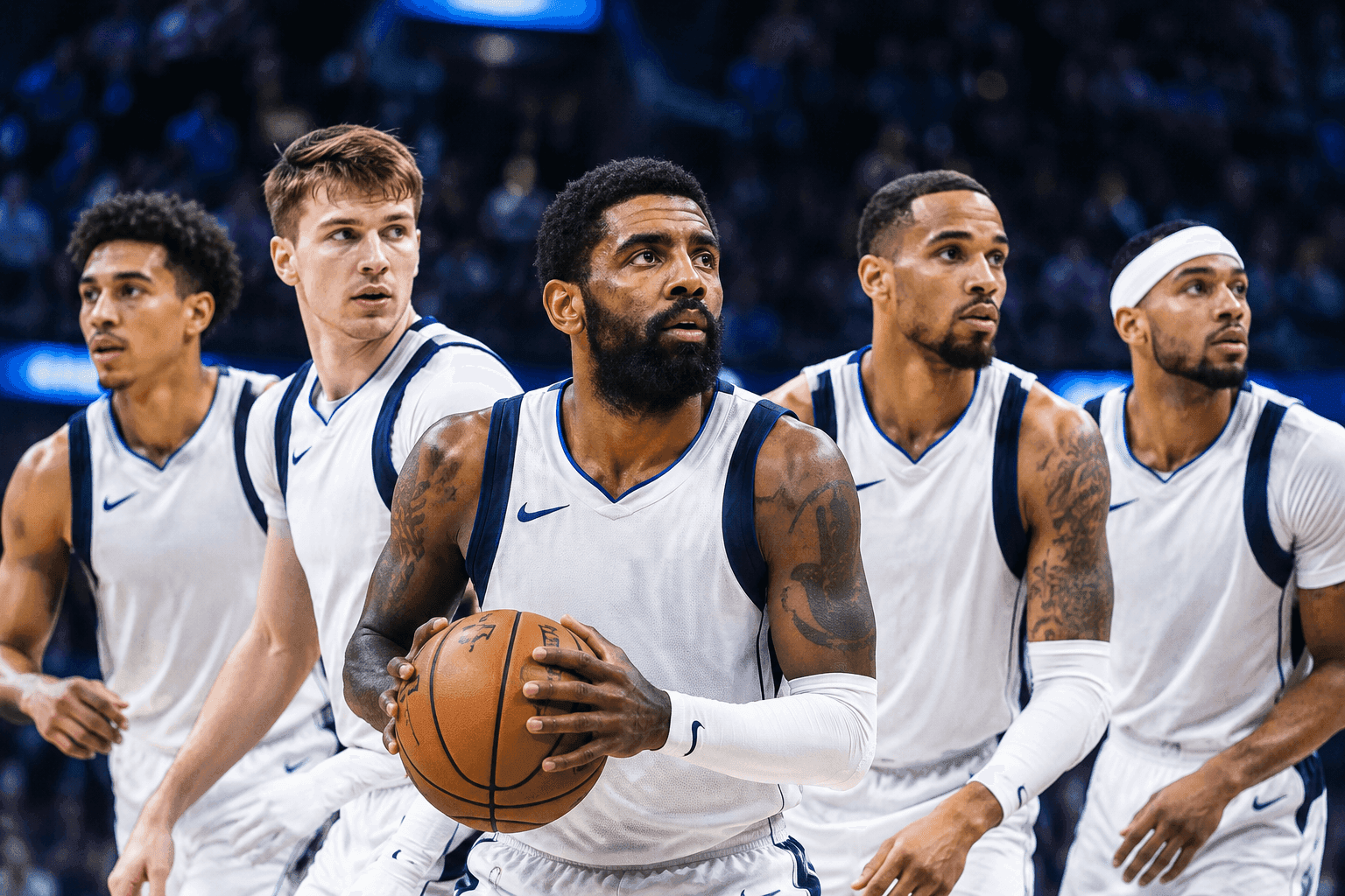 Editorial sports image for Kyrie Irving Finally Returns to the Mavericks Starting Lineup