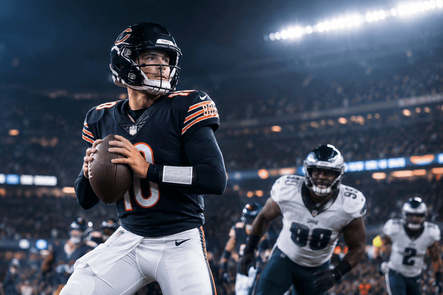 Editorial sports image for Bears Down to QB3 for Monday Night Football Against Eagles