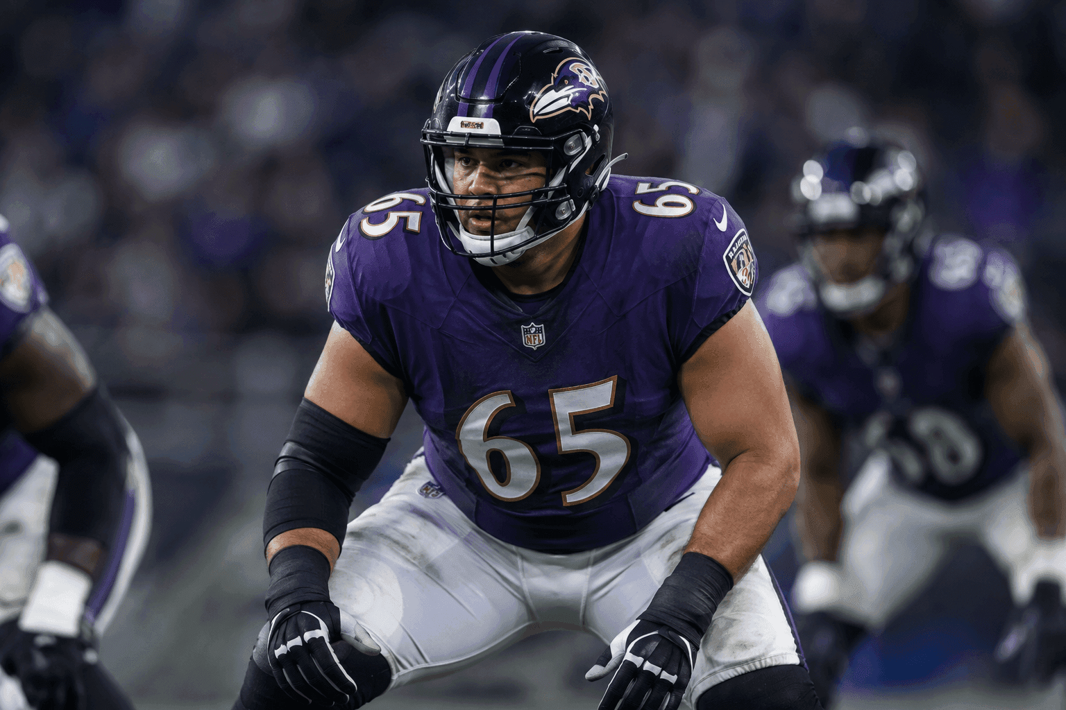Editorial sports image for Ravens Down to Fifth-String Center as Rookie Vega Ioane Forced into Action