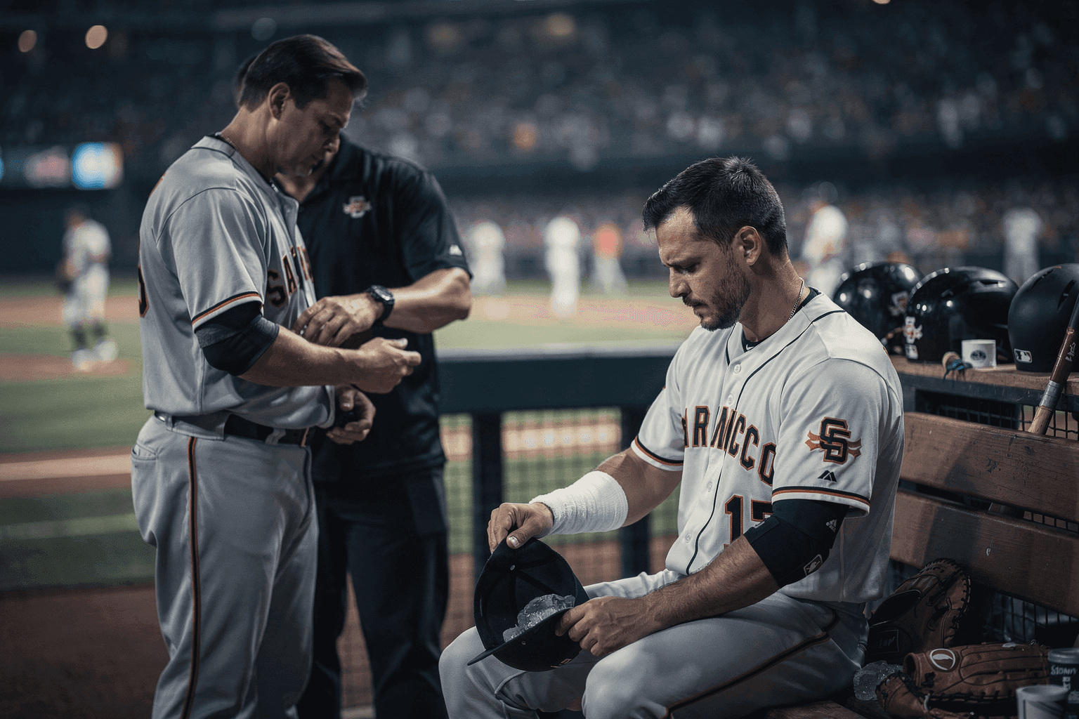 Editorial sports image for Giants Lose Willy Adames to UCL Sprain as Adrian Houser Awaits MRI Results