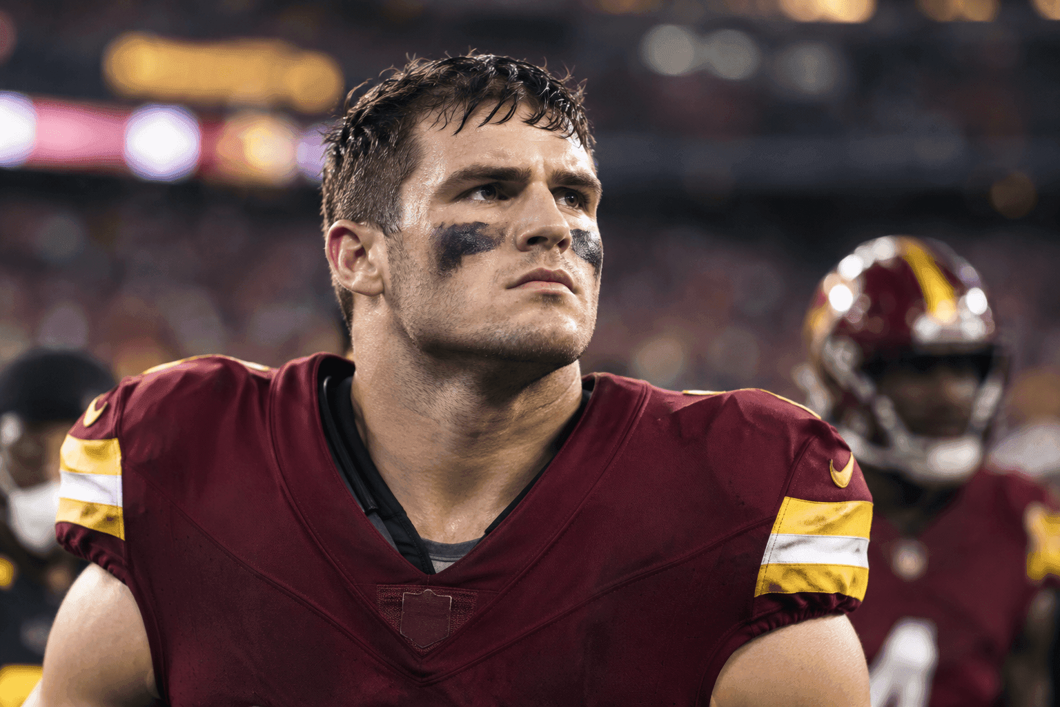 Editorial sports image for Commanders LB Leo Chenal Out for Season With Neck Fracture, Expected to Make Full Recovery
