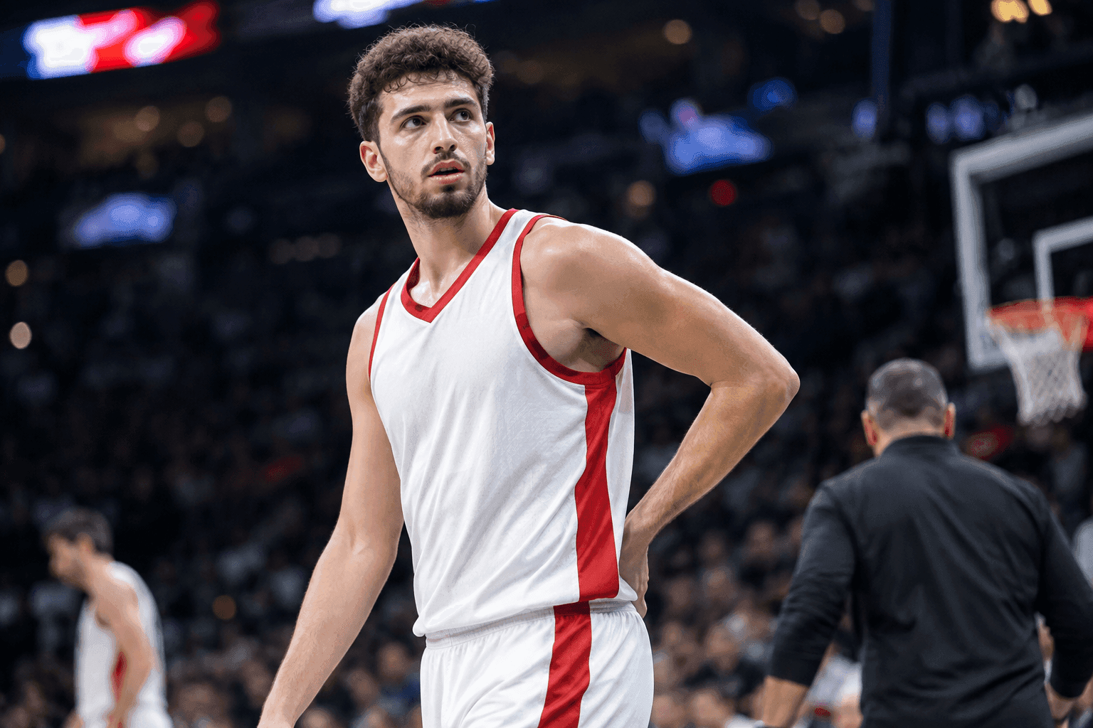 Editorial sports image for Alperen Sengun Heads to Locker Room with Back Injury During Rockets Blowout