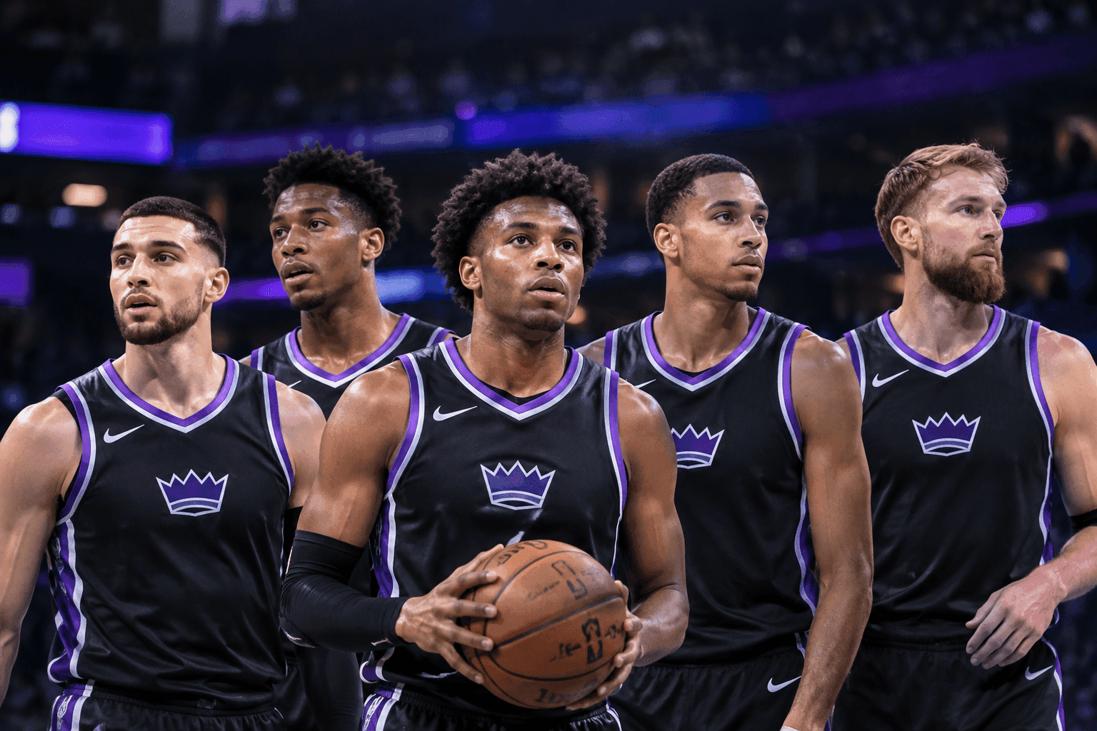 Editorial sports image for Kings Lock In Starting Five, Bench the Twin-Tower Experiment for Now