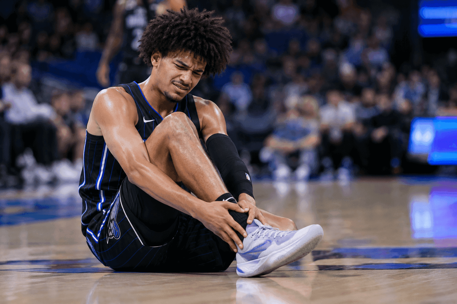 Editorial sports image for Anthony Black Listed Questionable for Sunday, Scrambling the Magic Rotation