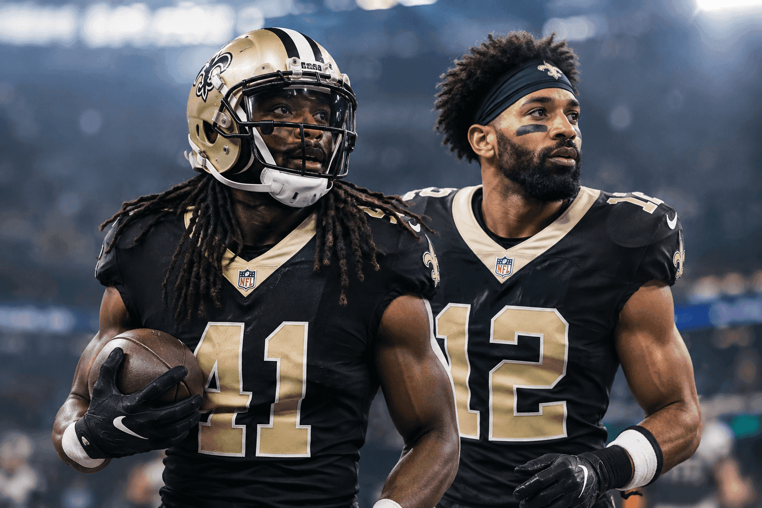 Editorial sports image for Alvin Kamara and Chris Olave Are Playing, Because the Saints Offense Literally Has No Other Choice