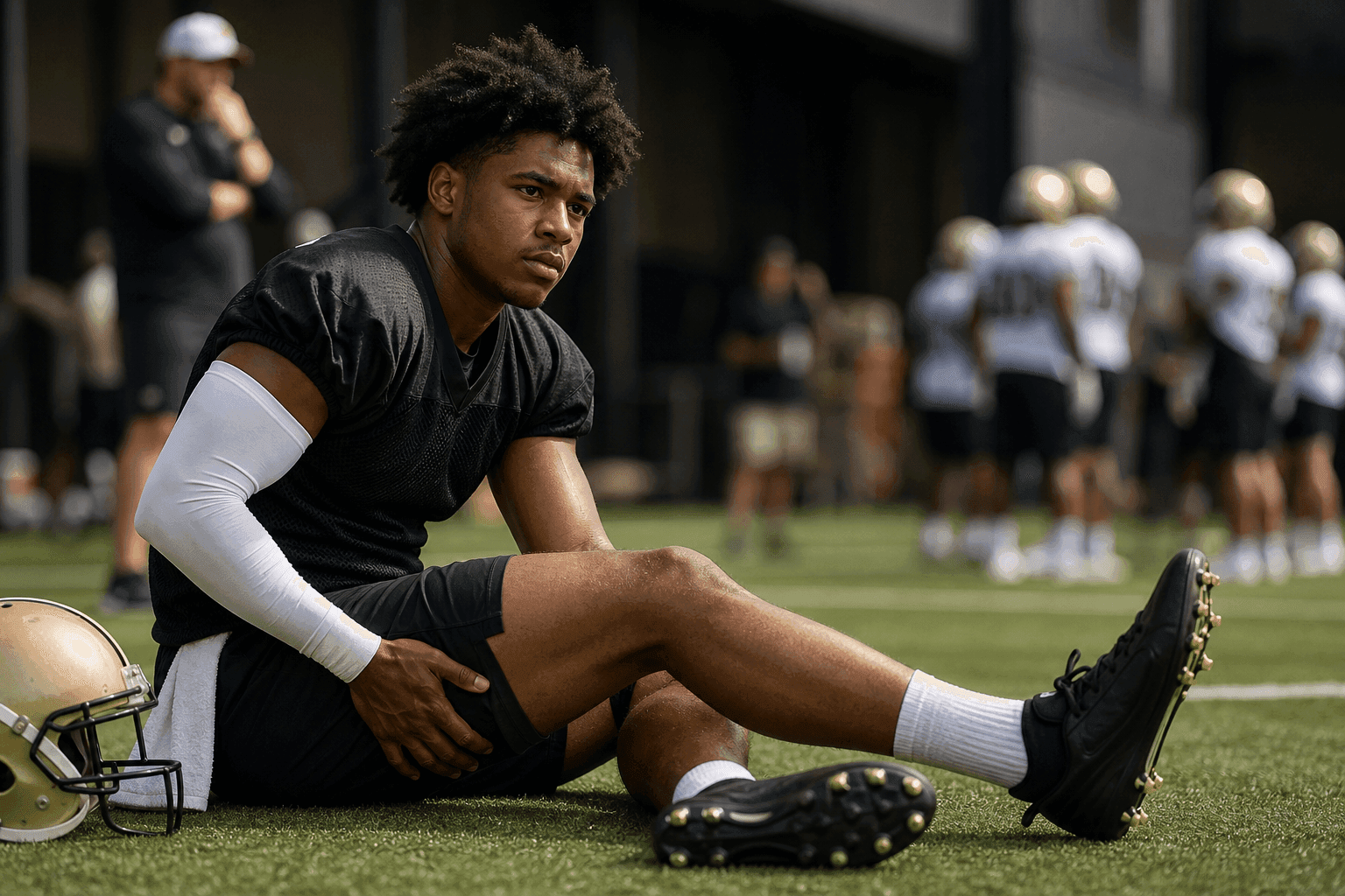 Editorial sports image for Saints Rookie WR Jordyn Tyson Sidelined With Hamstring Injury