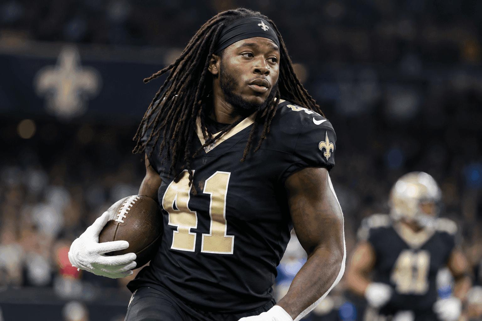 Editorial sports image for Alvin Kamara Ruled Out Against Lions After Late-Week Practice Tease