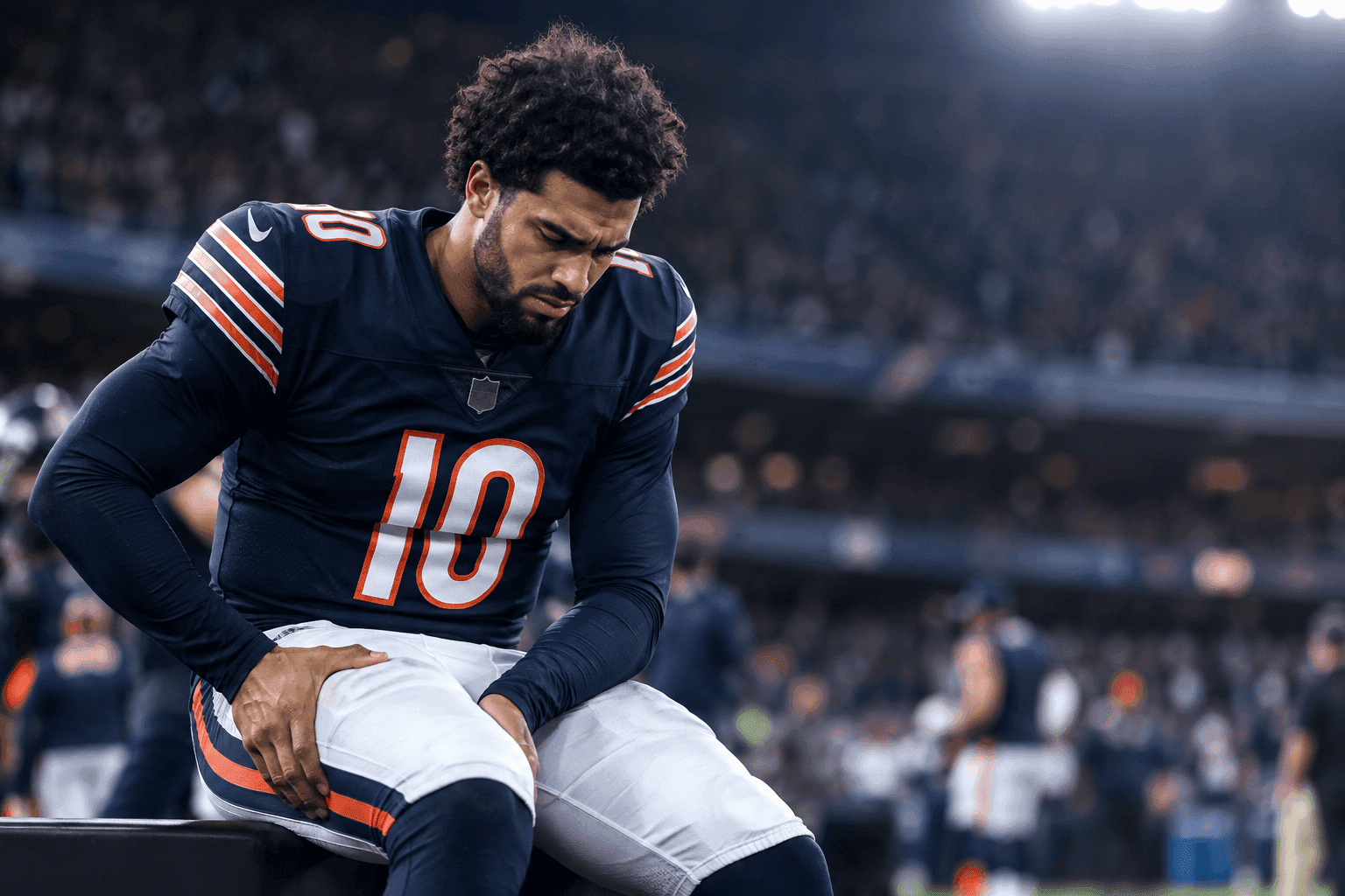 Editorial sports image for Caleb Williams Out 3-4 Weeks With Hamstring Injury, Plunging Bears Into Offensive Darkness