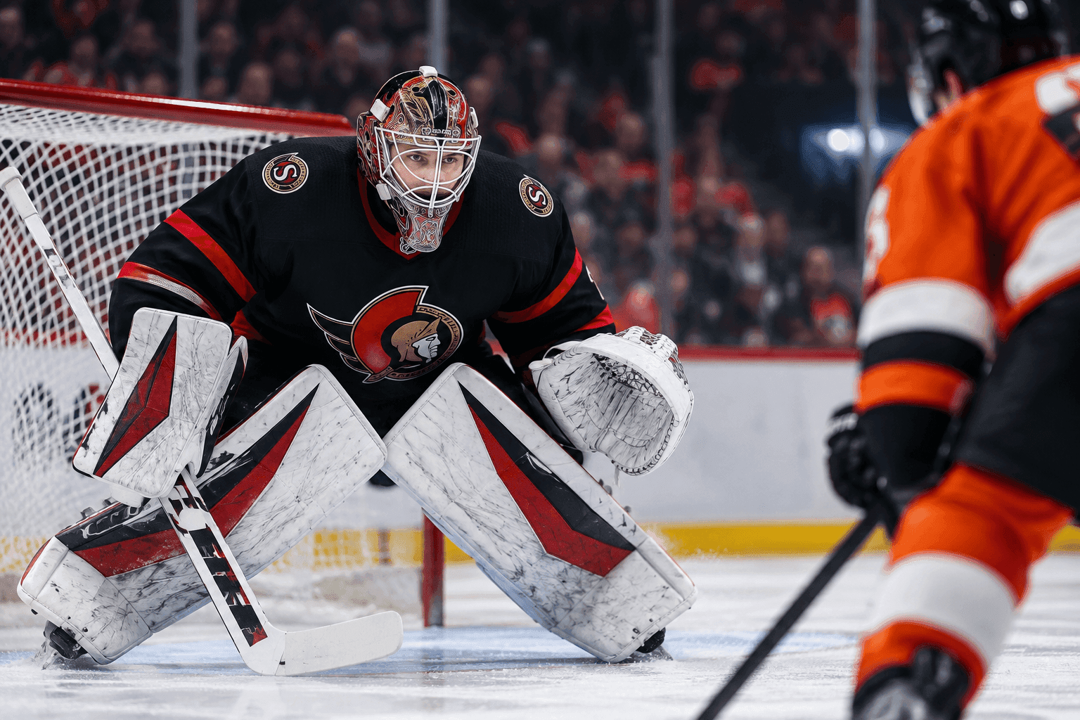 Editorial sports image for Linus Ullmark Returns to Senators Crease Just in Time to Face Struggling Flyers