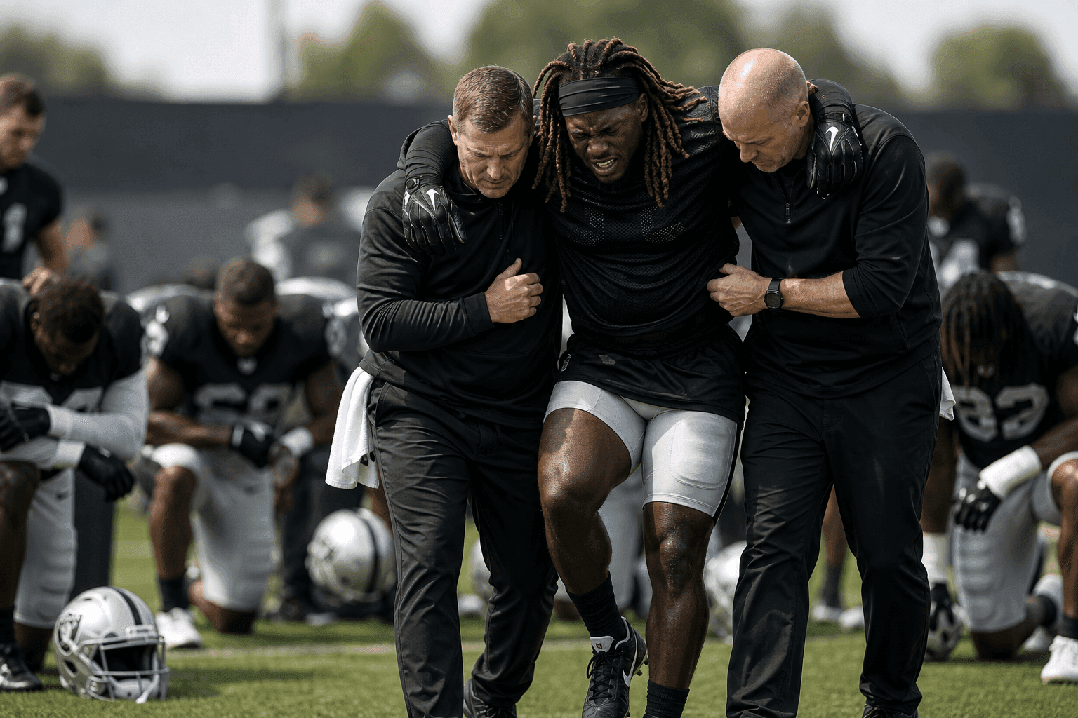 Editorial sports image for Ashton Jeanty's Knee Injury Just Sent the Raiders' Season Into Panic Mode