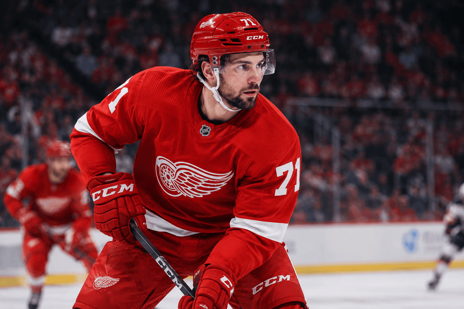 Editorial sports image for Dylan Larkin Returns to Save the Red Wings from an Early-Season Spiral