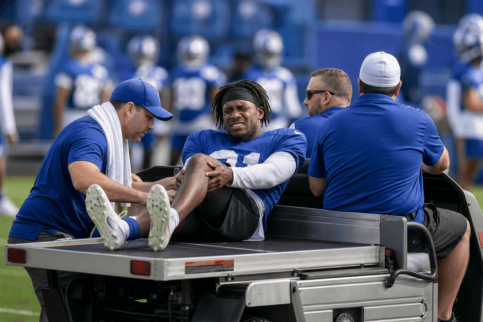 Editorial sports image for Giants WR Calvin Austin Carted Off With 'Serious Knee Injury' at Practice