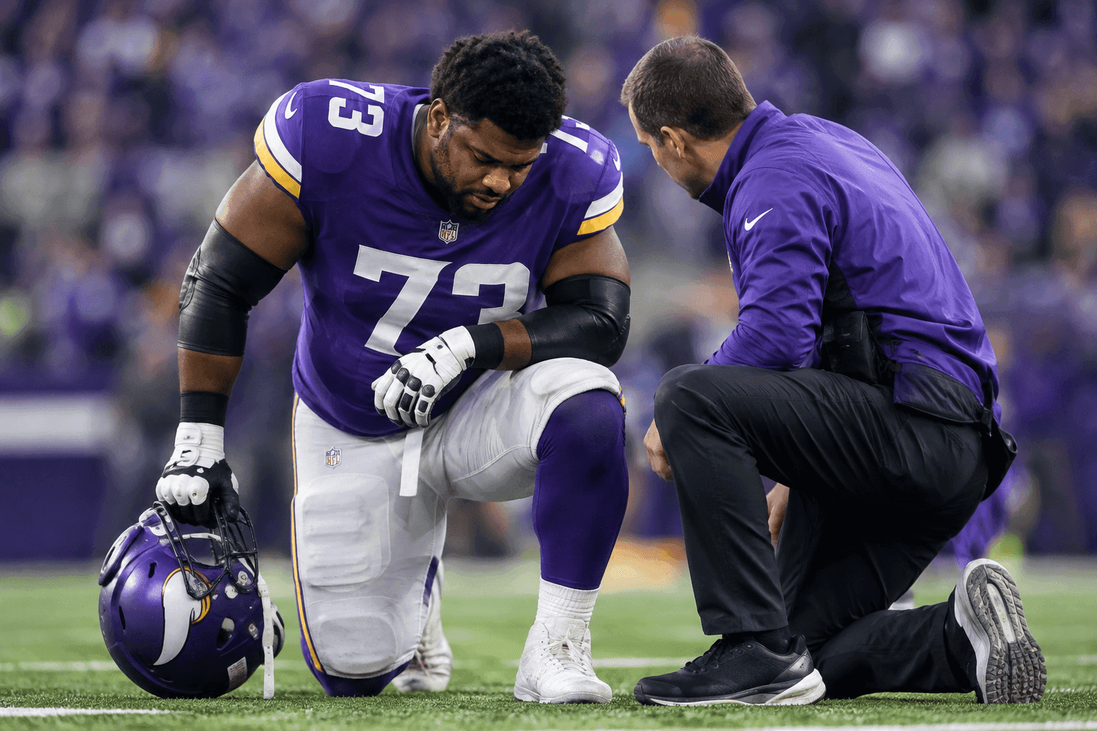 Editorial sports image for Vikings Lose Standout Guard Donovan Jackson for the Regular Season
