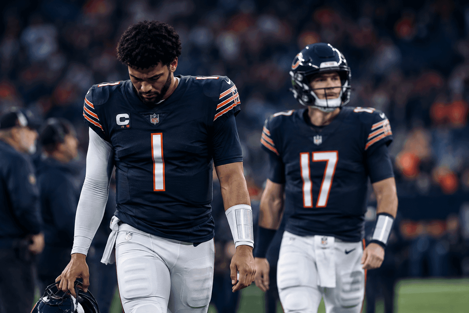 Editorial sports image for Caleb Williams Goes Down, Tyson Bagent Steps In for the Bears