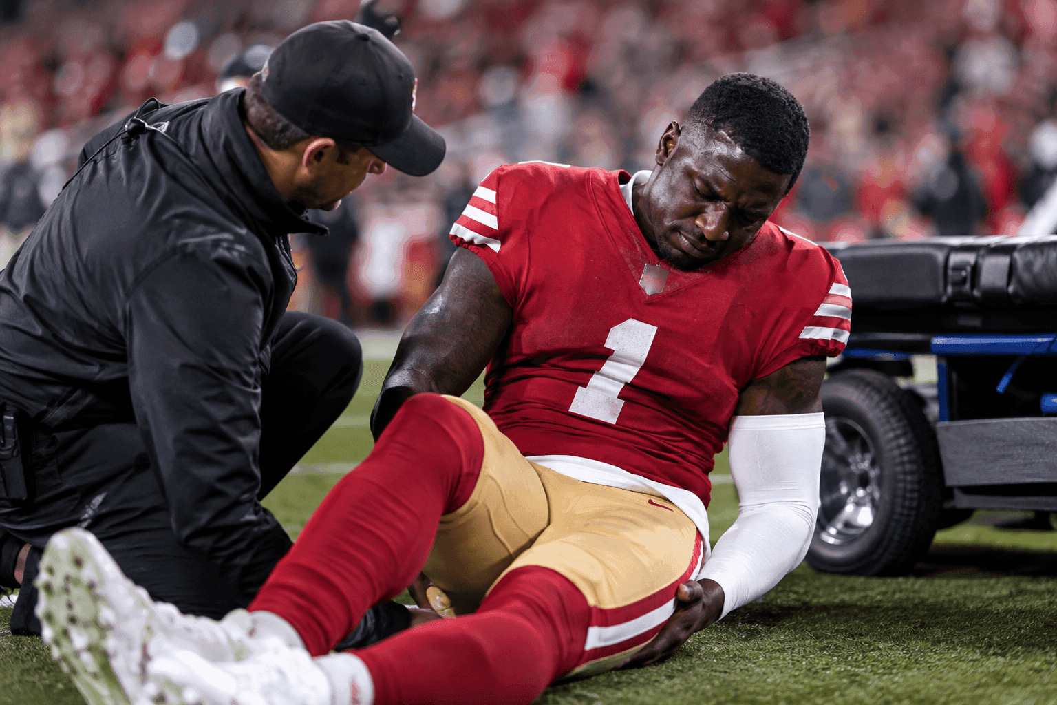 Editorial sports image for Deebo Samuel's Hamstring MRI Adds to the 49ers' Endless Injury Nightmare