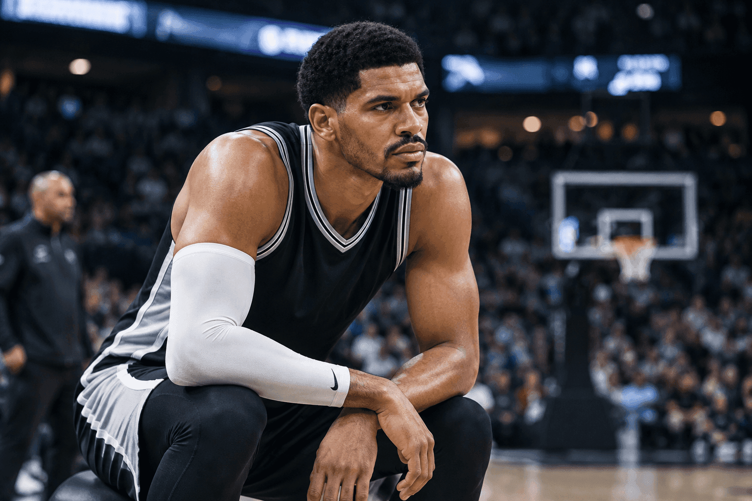 Editorial sports image for Tobias Harris Sidelined for Spurs Season Opener with Calf Strain