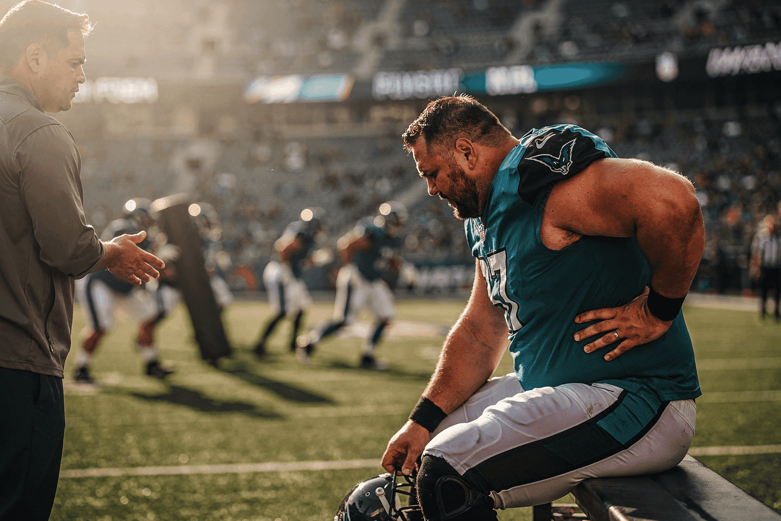 Editorial sports image for Jaguars Guard Patrick Mekari's Back Procedure is a Preseason Headache for Jacksonville