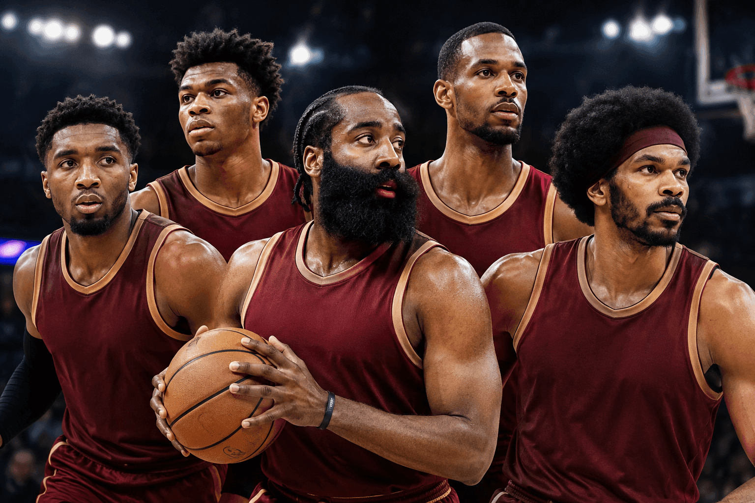 Editorial sports image for Cavs Roll Out Video Game Lineup with Harden and Mitchell