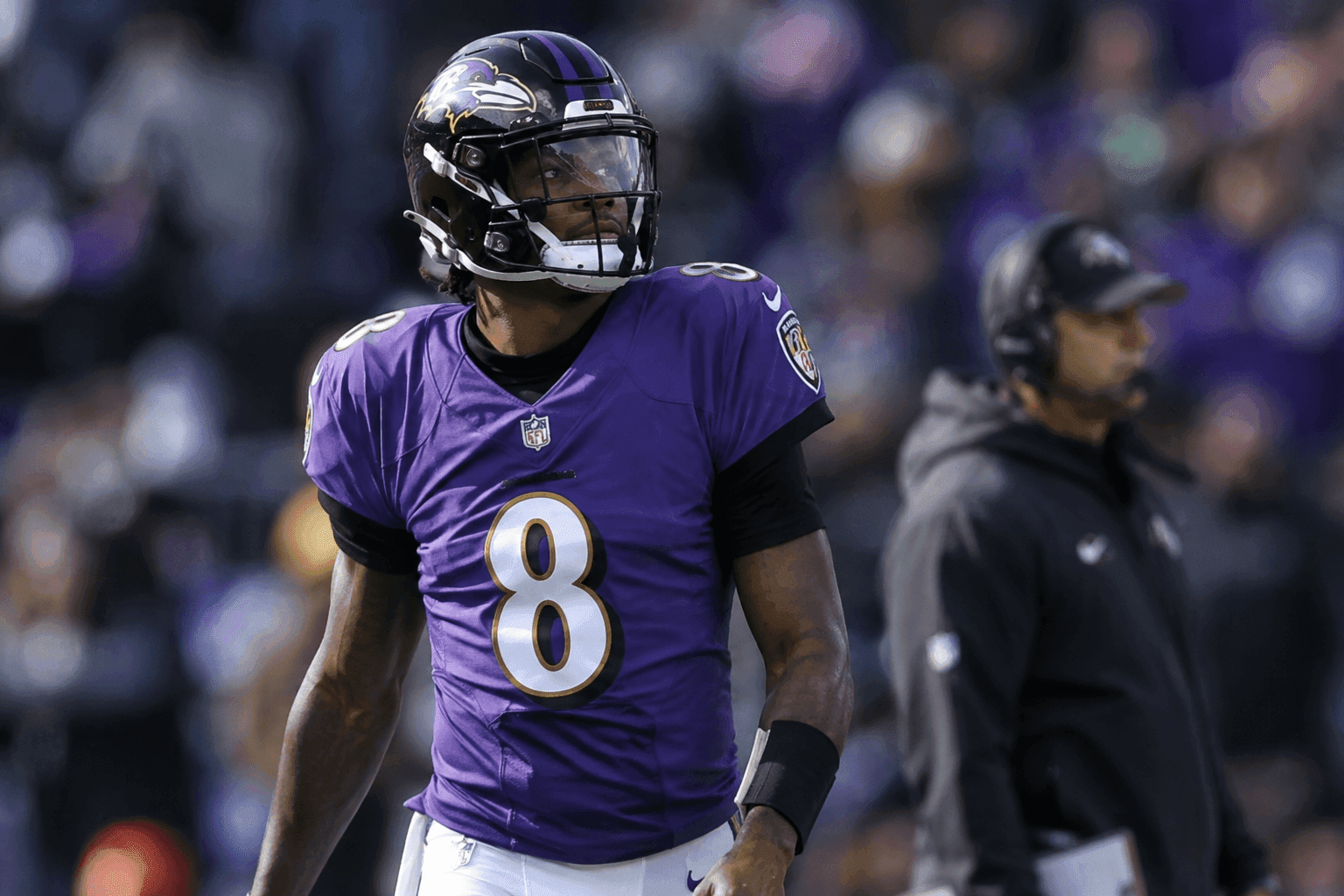 Editorial sports image for Lamar Jackson Ruled Out for Sunday with Ankle Injury