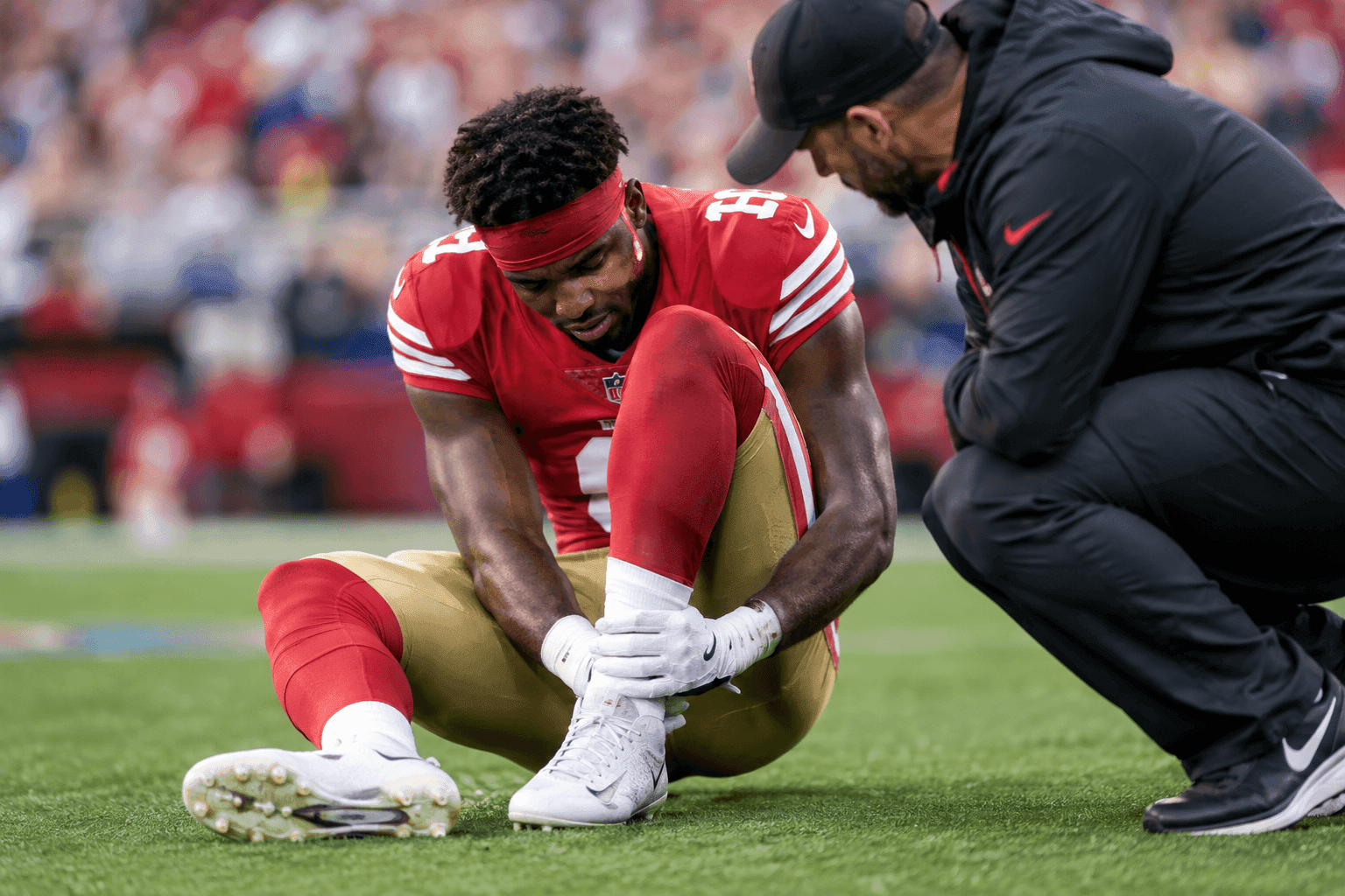 Editorial sports image for 49ers Rookie De'Zhaun Stribling Sidelined With Ankle Sprain
