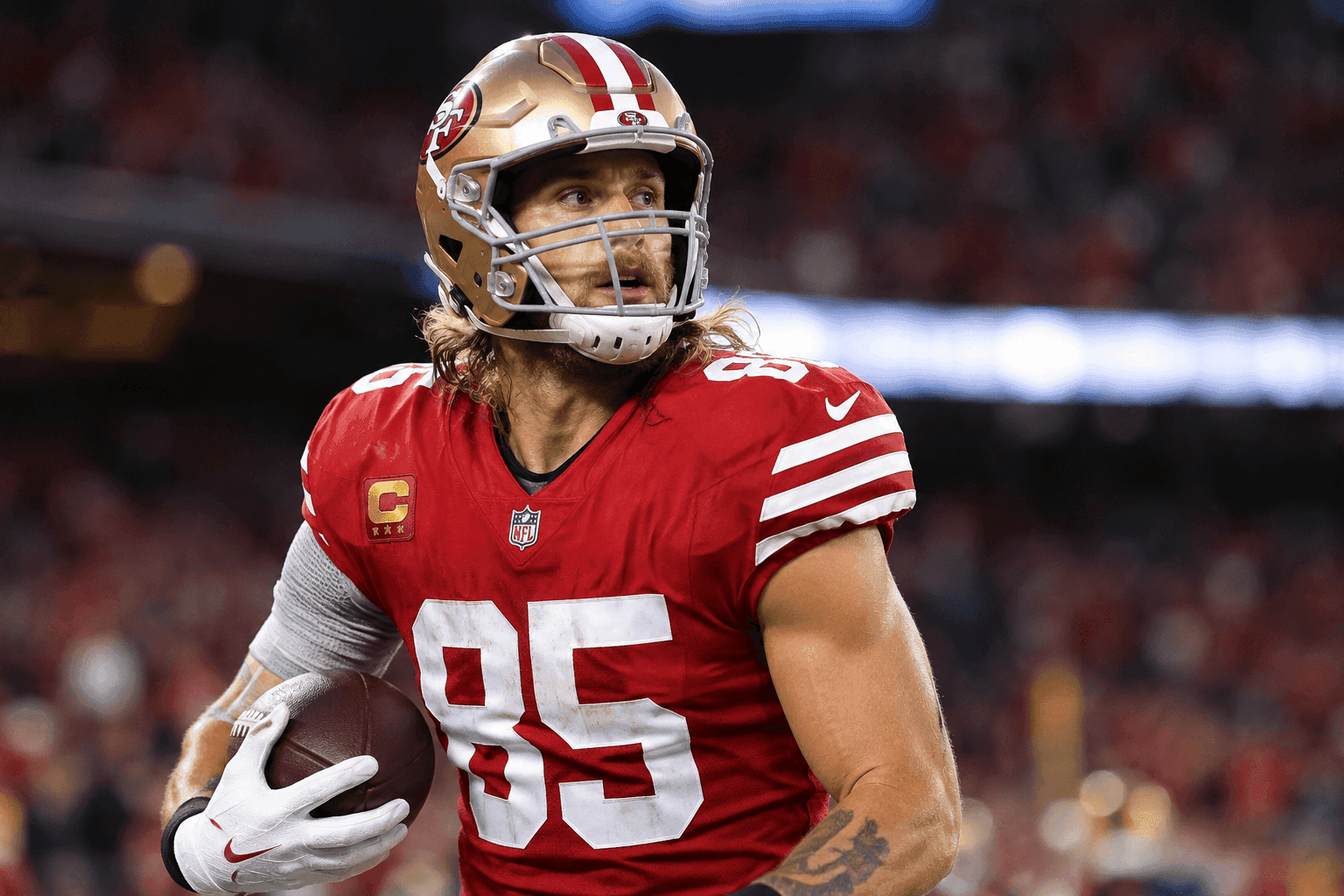 Editorial sports image for George Kittle Expected to Play Through Illness Against Seahawks