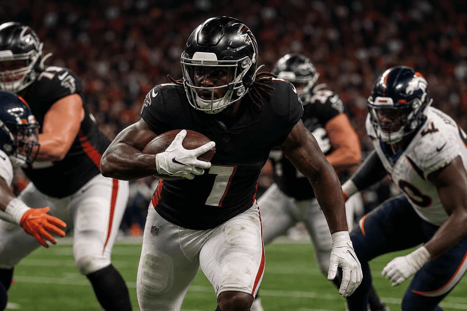 Editorial sports image for Brian Robinson Jr. Takes the First Snap for the Falcons