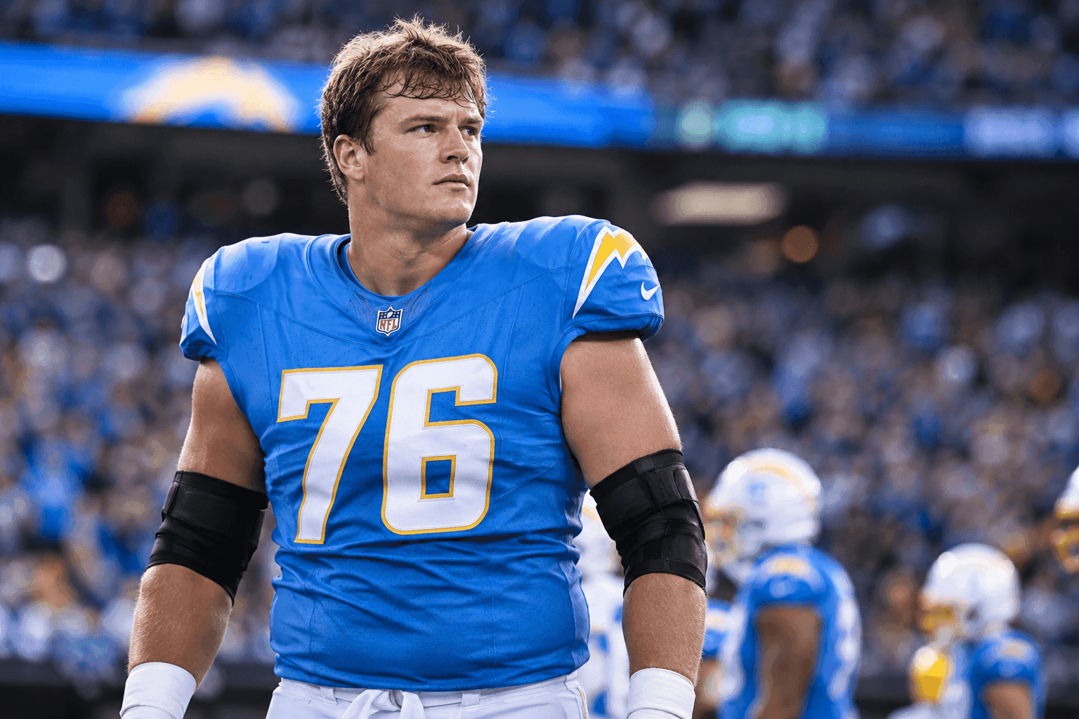 Editorial sports image for Joe Alt Gets Good News on His Neck Just in Time to Face the Undefeated Chiefs
