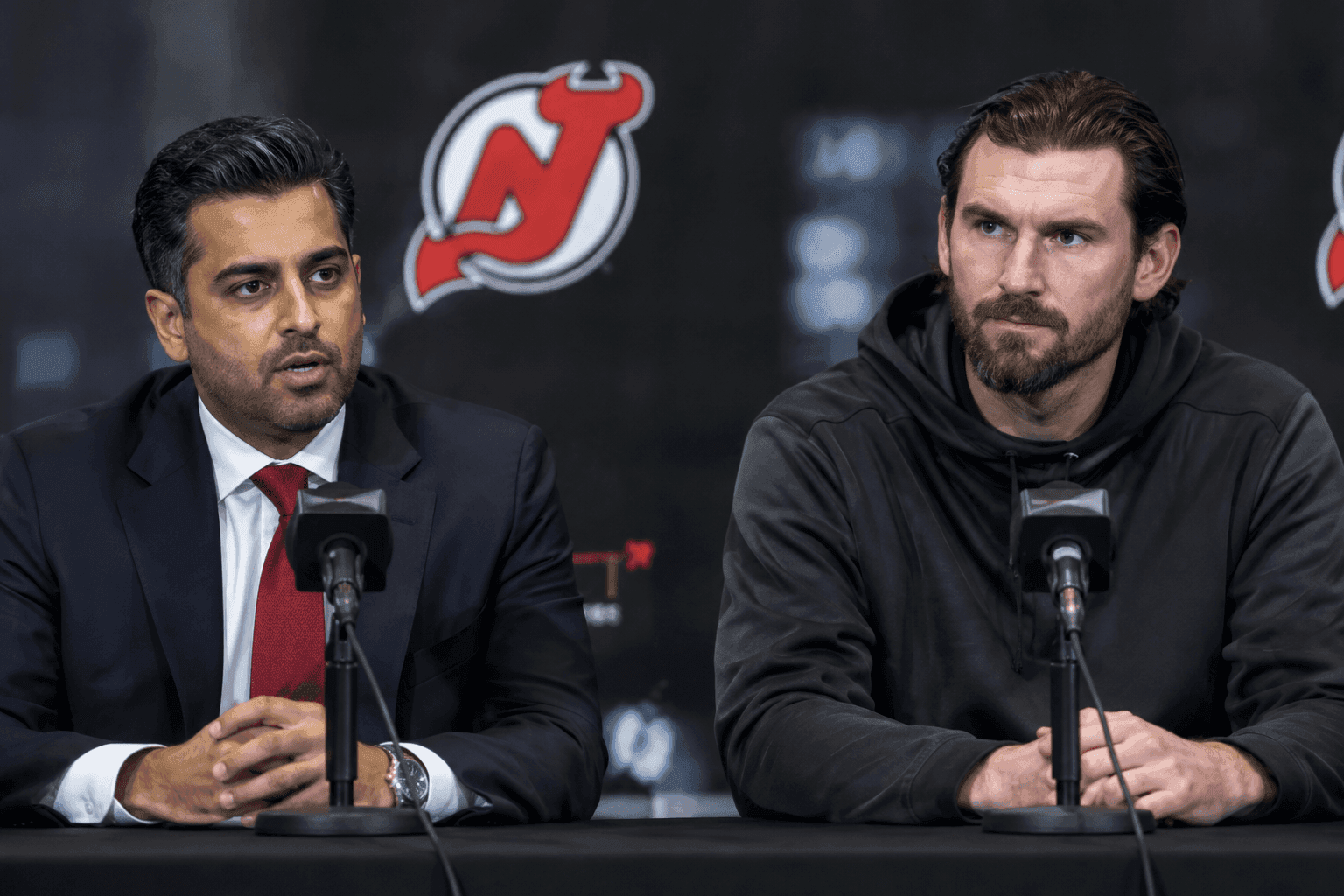 Editorial sports image for Devils Go All-In: Sunny Mehta and Connor Hellebuyck Talk Blockbuster Trade