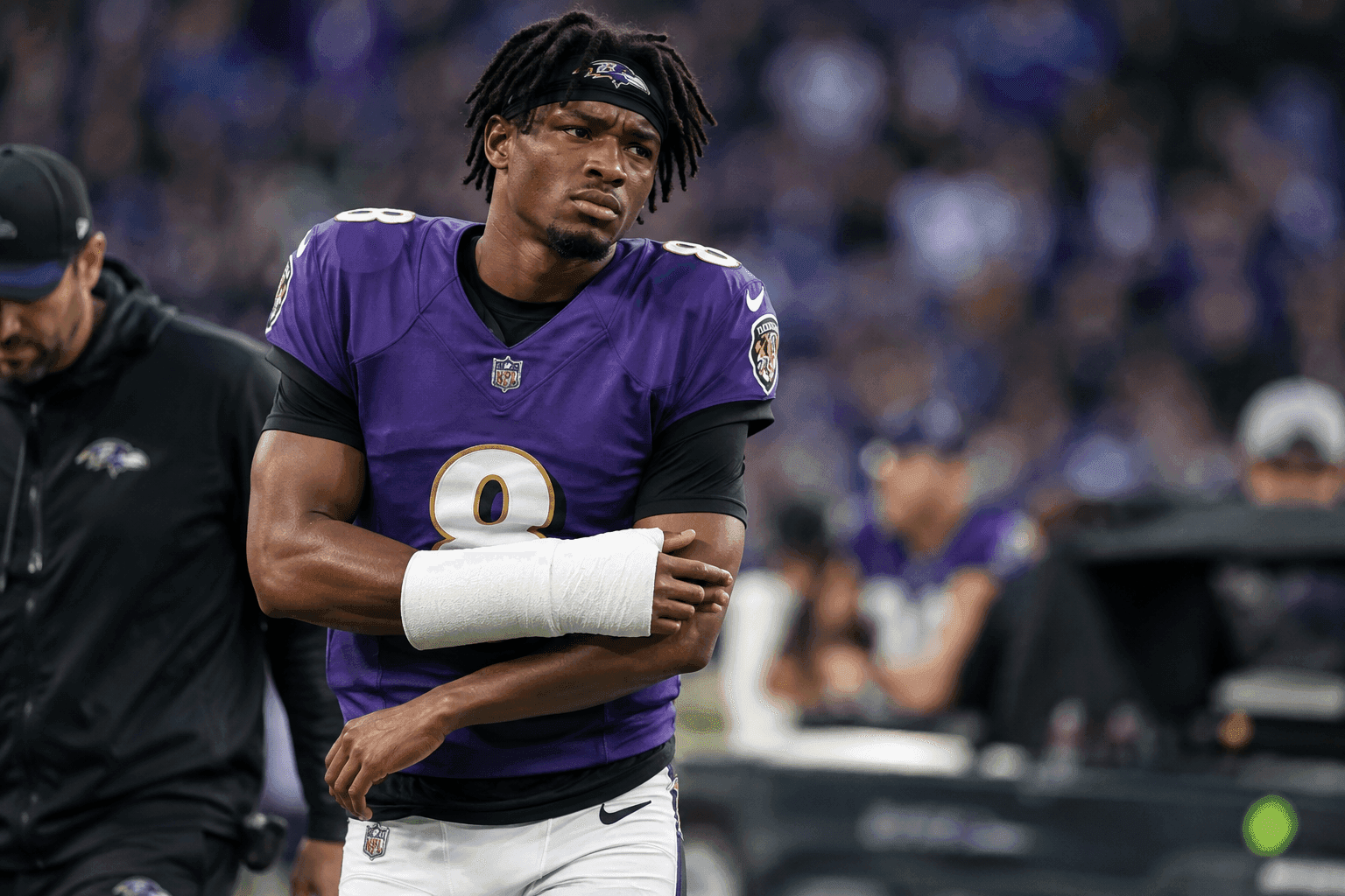 Editorial sports image for Ravens Rookie WR Ja’Kobi Lane Suffers Fractured Wrist in Blowout Win Over Colts