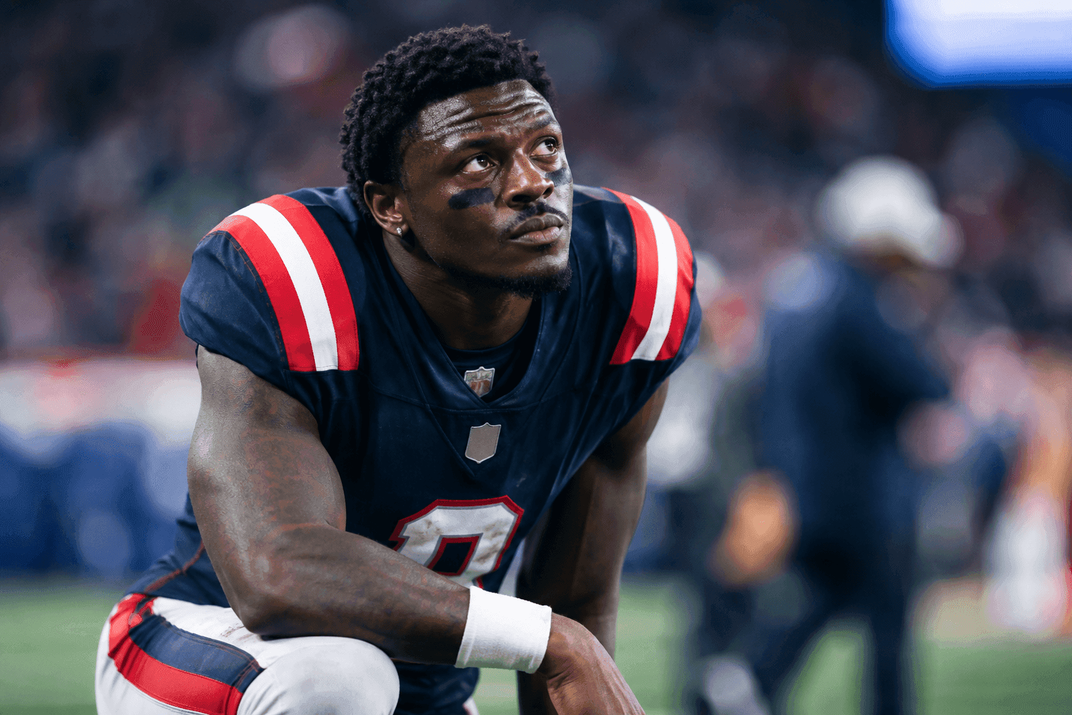 Editorial sports image for A.J. Brown's High-Ankle Sprain Leaves the Patriots Offense in Limbo