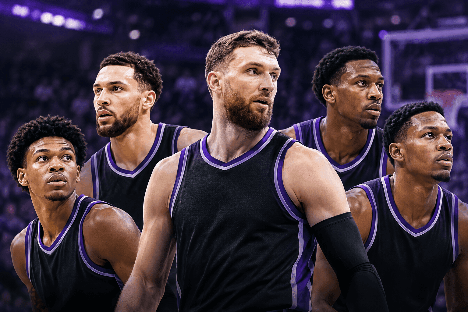Editorial sports image for Kings Roll Out Acuff Jr. and LaVine in Starting Lineup After Opening Night Blowout
