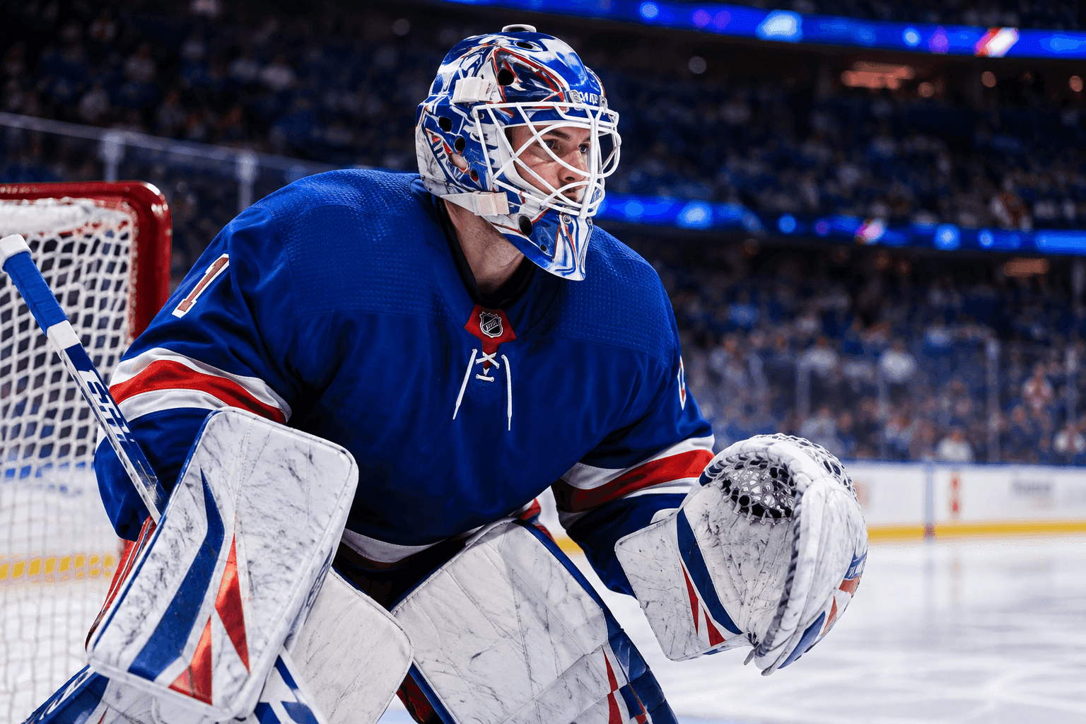 Editorial sports image for Rangers Hand the Crease to 24-Year-Old Dylan Garand Amid Goalie Chaos