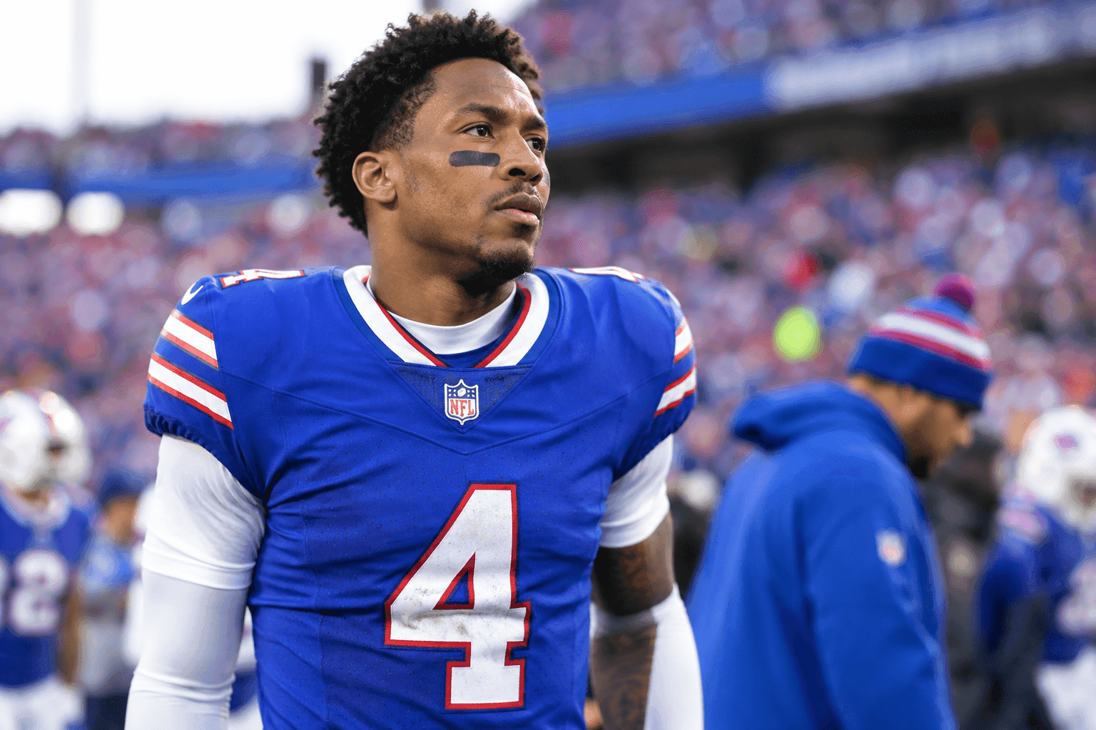 Editorial sports image for D.J. Moore Downgraded to Doubtful With Shoulder Injury Against Patriots