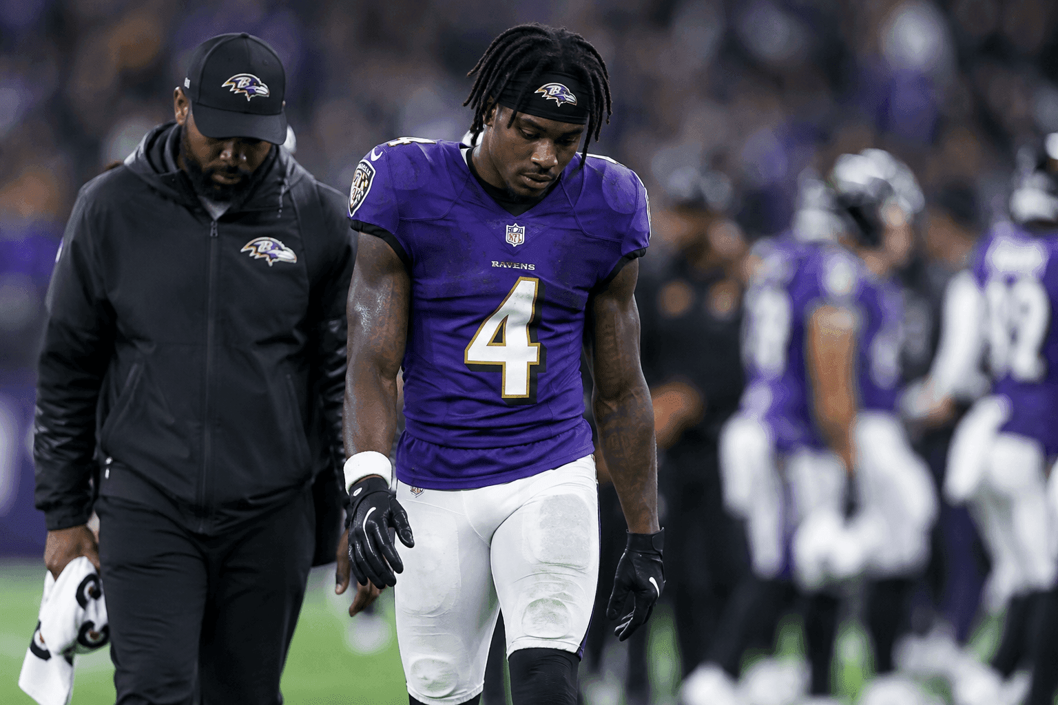 Editorial sports image for Zay Flowers' Slow Walk to the Sideline Puts a Damper on the Ravens' Blowout