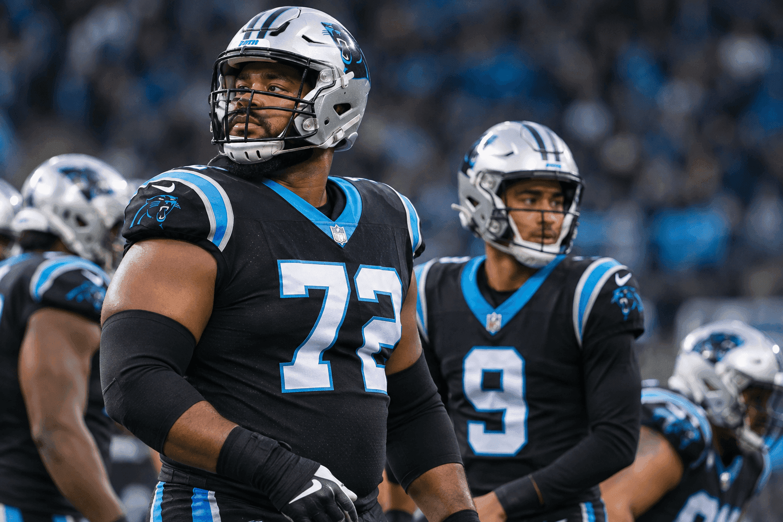 Editorial sports image for Panthers Lose Ironman Right Tackle Taylor Moton to Fractured Fibula